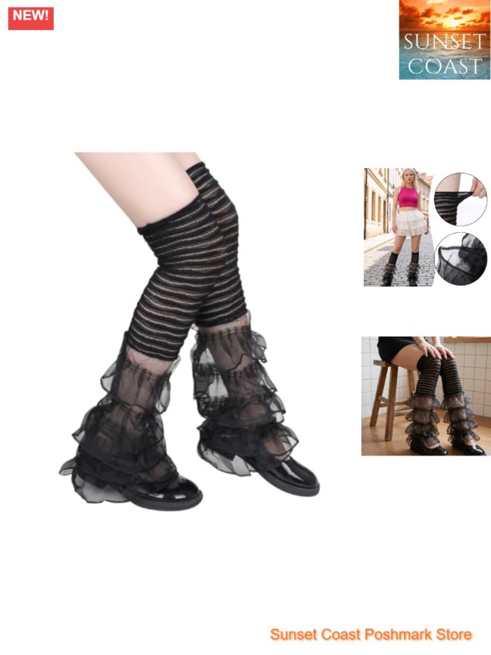 Lace Leg Warmers Gothic Lolita Kawaii Ruffled Thigh High Sleeves